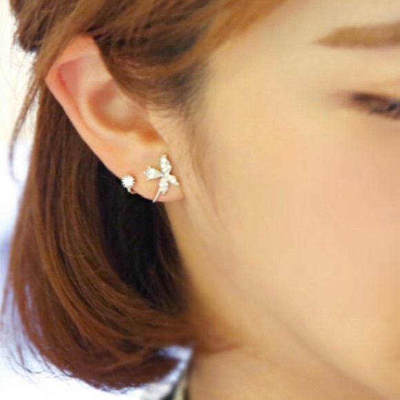 925 Sterling Silver Crystal Butterfly Earrings - Picture 3 of 5